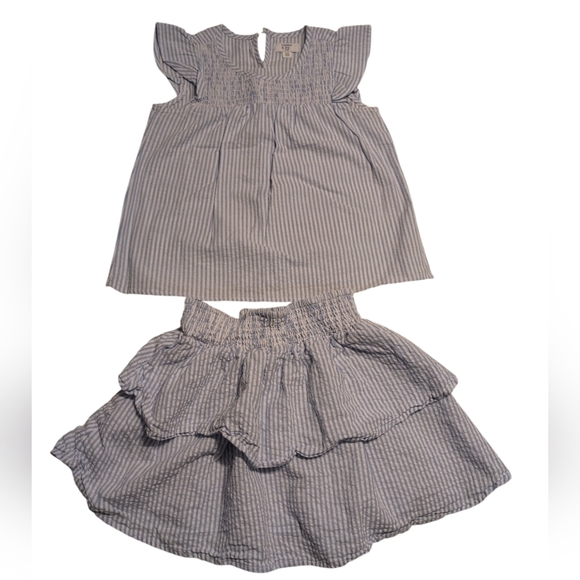 crown & ivy Other - Crown & Ivy 2pc Blue & White Striped Top And Skirt Size 10/12